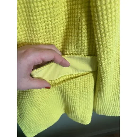 Ann Taylor Women's Size 14 Yellow Chartreuse Knit Blazer Coat Jacket Cotton - Picture 7 of 10
